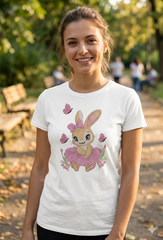 Easter Bunny Girl Embroidery Design, Tutu Bunny Machine File, Spring Butterflies (Digital Download)