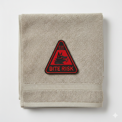 Bite Risk Wolf Warning Machine Embroidery Design – Triangle Patch Motif in 8 Sizes and Multiple Formats