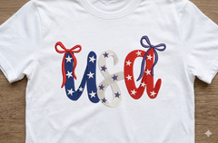 Coquette USA Embroidery Design - 4th of July Machine Embroidery File - Patriotic Bow Digital Download