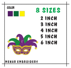 Mardi Gras Embroidery Bundle, Carnival Mask Crown Digital File, Festive Designs