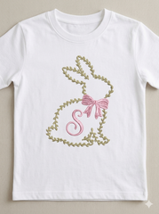 Floral Bunny Outline Embroidery – Spring Blossom Easter Rabbit Digital Machine Design