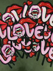 Dripping Love Lips Embroidered Patch – Streetwear Graffiti Applique Iron-On / Sew On for Jackets & Bags