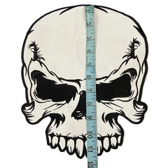 Large Skull Biker Patch: Embroidered Iron-On Vest Applique
