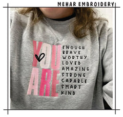 You Are Affirmations Embroidery Design - 8 Sizes & 8 Formats