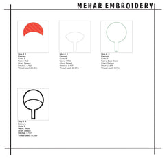 Anime Symbol Embroidery Bundle, Ninja Cloud and Fan Machine Embroidery File
