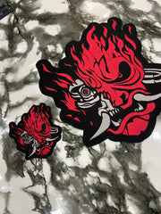 Cyber Demon Samurai Oni Hannya Patch – Futuristic Cyberpunk Streetwear