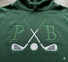Golf Monogram Frame Embroidery Design, Clubs Border (Instant Download)