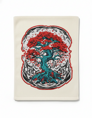 Red Maple Bonsai Tree Machine Embroidery Design - Twisted Roots Zen Patch