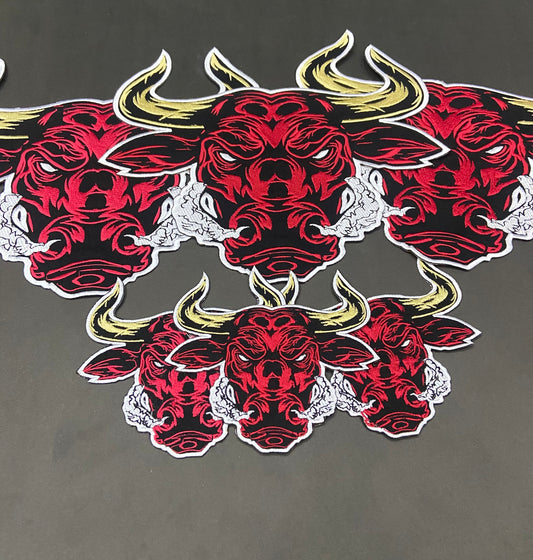 Raging Bull Embroidered Patch – Fierce Bull Head Applique