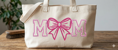 Coquette Bow "Mom" Embroidery Design – Girly Ribbon Machine File for Sweatshirts