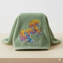 Abstract Colorful Horse Rearing Machine Embroidery Design