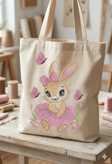 Easter Bunny Girl Embroidery Design, Tutu Bunny Machine File, Spring Butterflies (Digital Download)