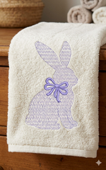 Easter Bunny Machine Embroidery Design | Chinoiserie Rabbit with Coquette Bow (Digital Download)