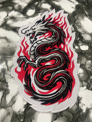 Fire Dragon Embroidered Back Patch – Premium Japanese Style Dragon Applique