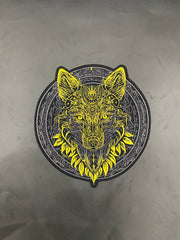 Golden & Grey Wolf Large Back Patch | Antique Style Biker & Sigil Emblem