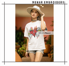Broken Heart Crossbones Embroidery, Edgy Y2K Streetwear Art, 8 Formats Digital Download