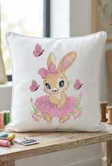 Easter Bunny Girl Embroidery Design, Tutu Bunny Machine File, Spring Butterflies (Digital Download)