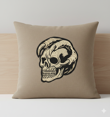 Horned Demon Skull Machine Embroidery Design, Gothic Biker Digital File