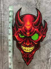 Large Devil Illuminati Face Iron-On Back Patch | Occult & Mystic Applique