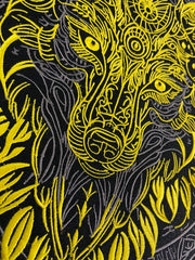 Golden & Grey Wolf Large Back Patch | Antique Style Biker & Sigil Emblem