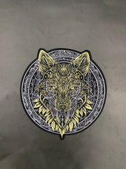 Golden & Grey Wolf Large Back Patch | Antique Style Biker & Sigil Emblem