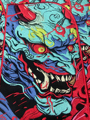 Japenese oni mask, ogre styled kensuke art embroidered back patch for biker jackets and vests