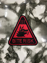 Bite Risk Warning Triangle Patch – Edgy Humor & Tactical Caution Applique
