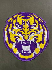 LSU Tigers Purple and Gold Patch Collection | Large Back Patch, Mini Tiger, Tiger Paw Print, Metallic Gold SEC Patch | Iron On Sew On