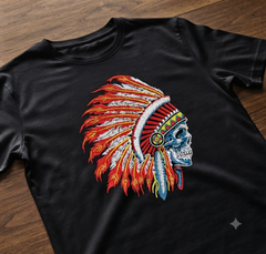 Indian Warrior Skull Embroidery, Native Headdress Machine File