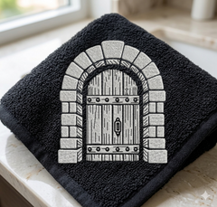 Medieval Stone Door Embroidery Design, Castle Archway Embroidery, Fairytale Gate Pattern