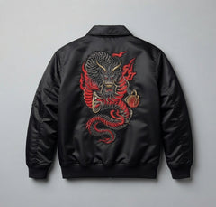 Japanese Yakuza Dragon Machine Embroidery Design, Fierce Mythical Dragon with Flames Embroidery File, 6 Sizes, 8 Formats