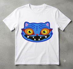 Blue Monster Cat Embroidery Design, Cartoon Beast Digital File