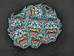 Oni Mask Embroidered Iron-On Patch | Japanese Demon Hannya Mask Tattoo Style | Yokai / Streetwear / Back Patch for Jacket | Cosplay Accesory