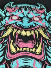 Oni Mask Embroidered Iron-On Patch | Japanese Demon Hannya Mask Tattoo Style | Yokai / Streetwear / Back Patch for Jacket | Cosplay Accesory