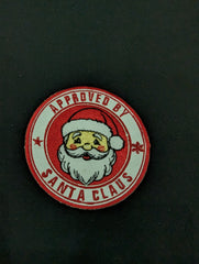 Approved by Santa Claus" Iron-On Patch | Christmas Embroidered Badge | Christmas Sweater Accessory.