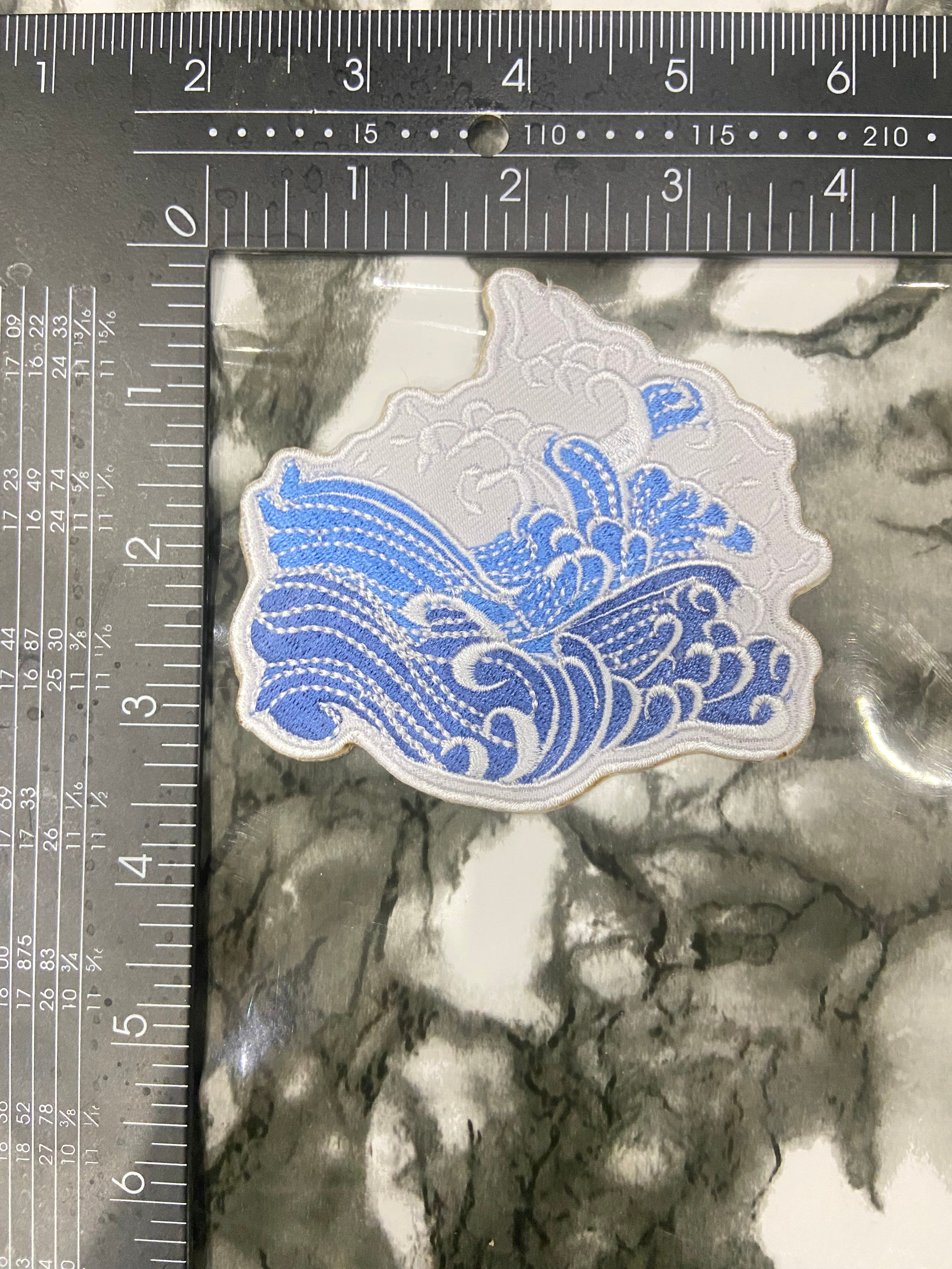 Ocean Wave Embroidered Patch – Great Wave Streetwear Iron-On Badge