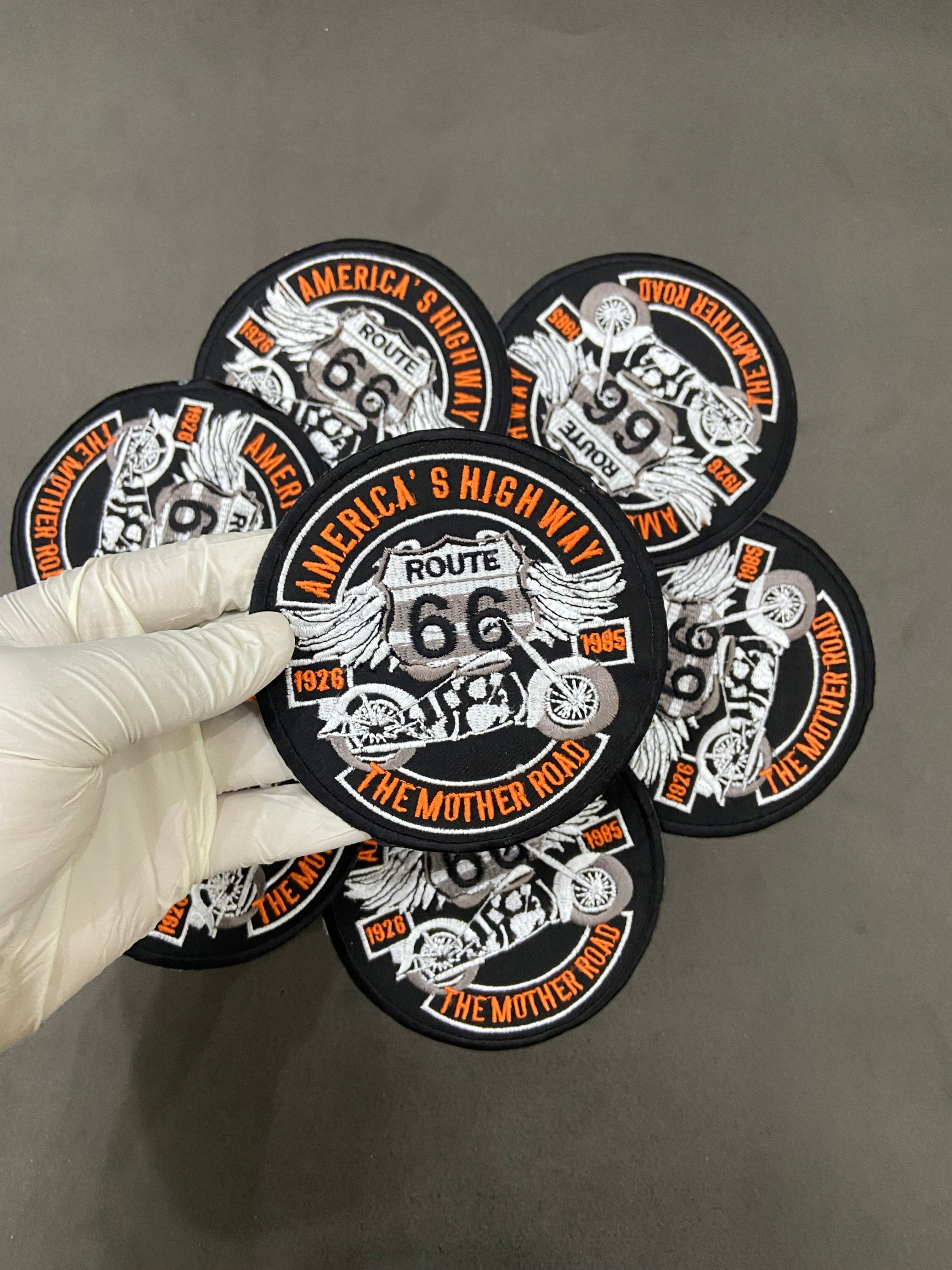 American Highway Wing Route 66 Embroidered Patch | Motorway Shield Badge