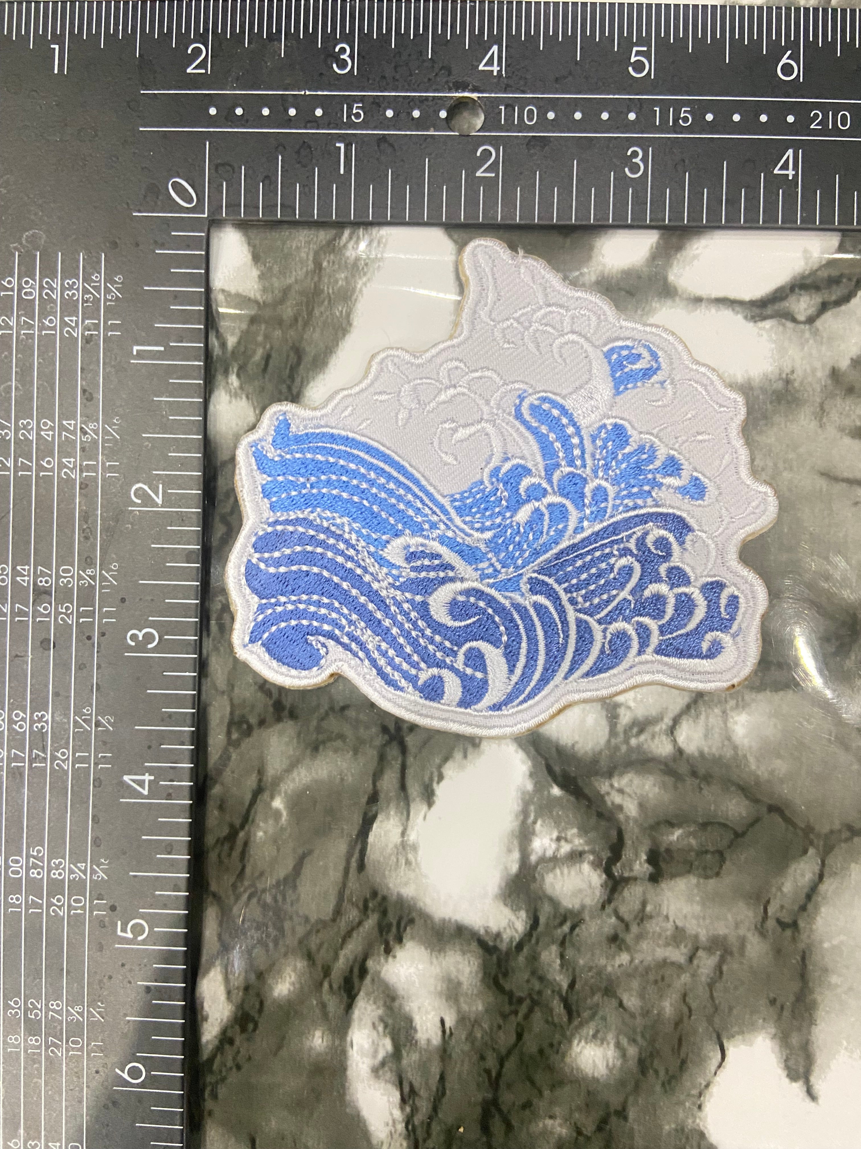 Ocean Wave Embroidered Patch – Great Wave Streetwear Iron-On Badge
