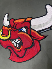Chicago Red Bull Patch | Embroidered Iron-On Badge for Jackets, 12 Inch Size