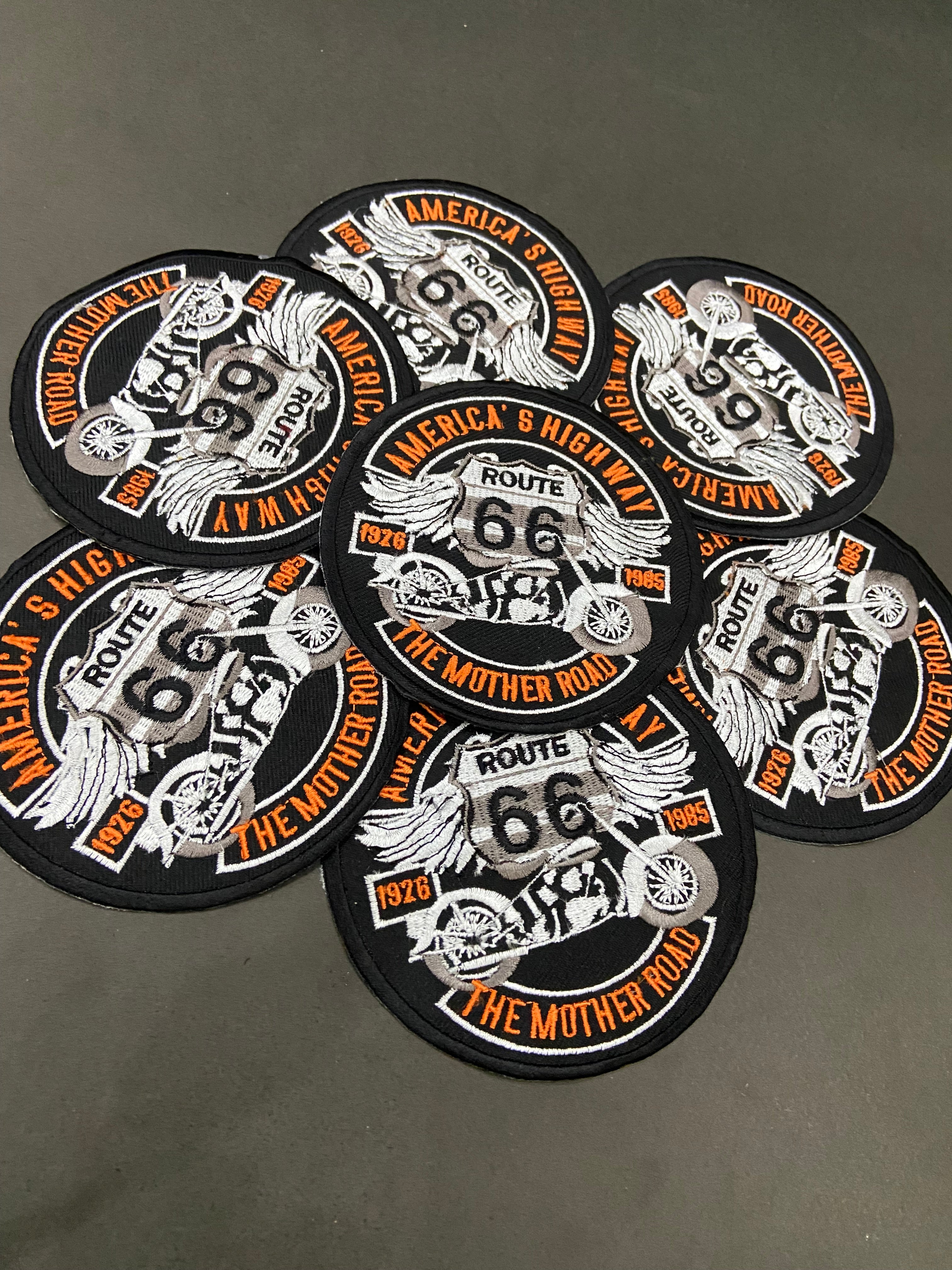 American Highway Wing Route 66 Embroidered Patch | Motorway Shield Badge