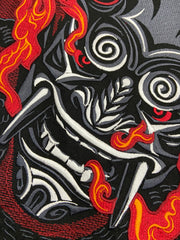 Japanese Oni Demon Back Patch | Dark Macabre & Neo-Traditional Art Applique