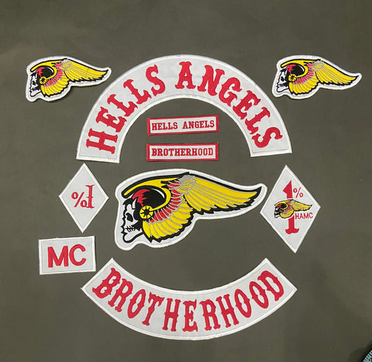 Hells Angels MC Style Embroidery Patch Set – Complete Biker Vest Collection