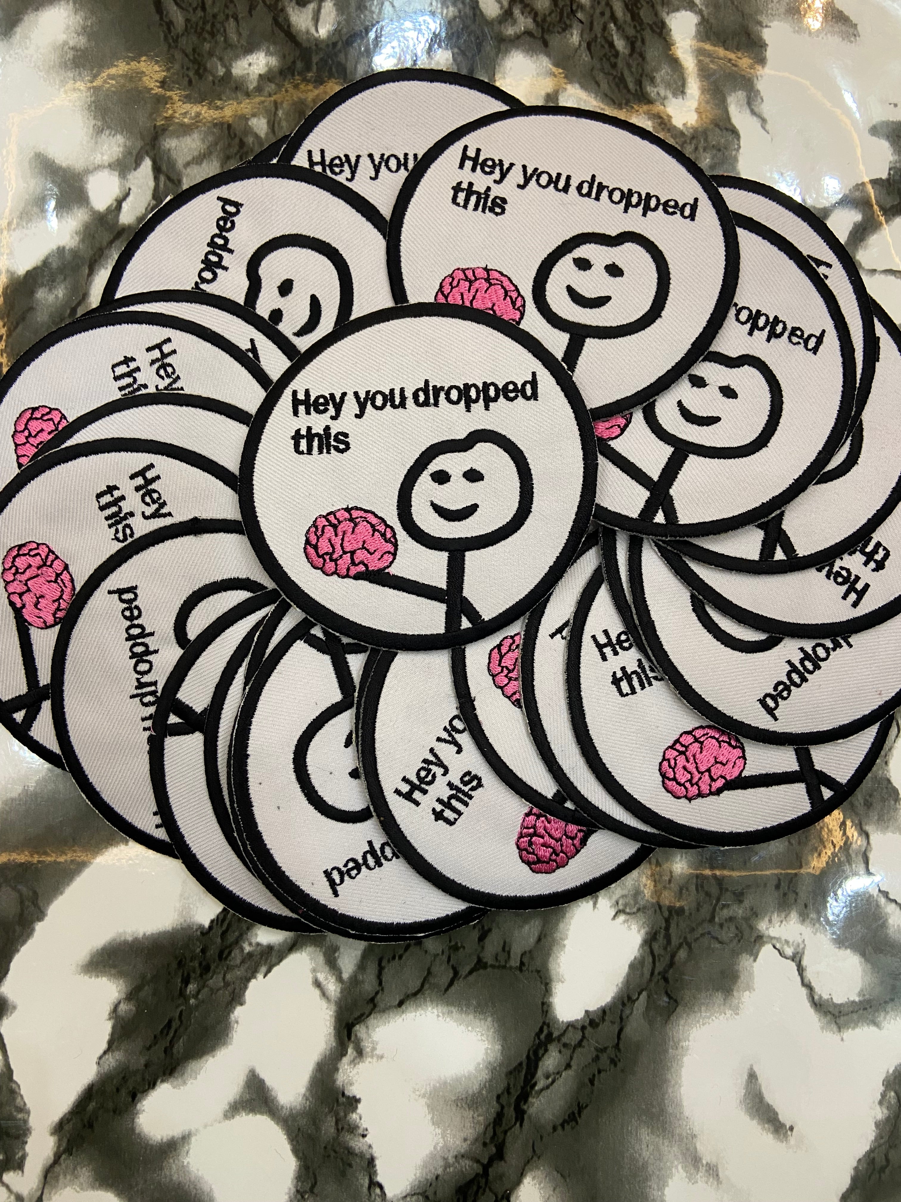 Hey You Dropped This Brain Embroidered Patch – Sarcastic Internet Meme Applique