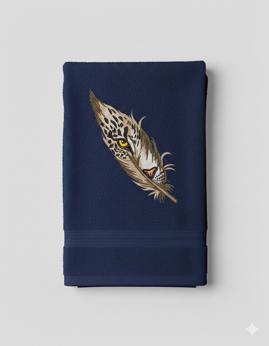 Leopard Eye Feather Embroidery Design, Wild Cat Machine Embroidery File