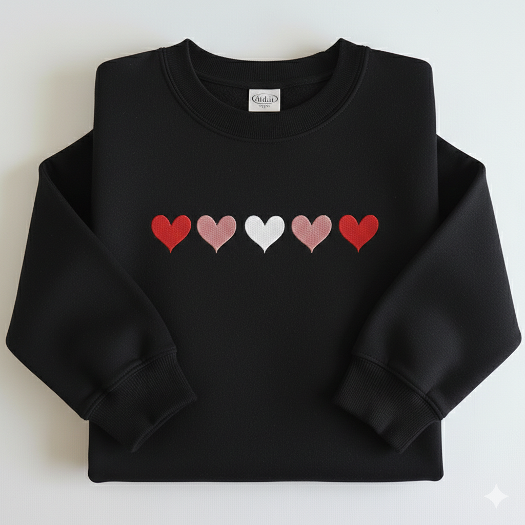 Rainbow Heart Row – Vibrant Valentine’s Day Embroidery Design