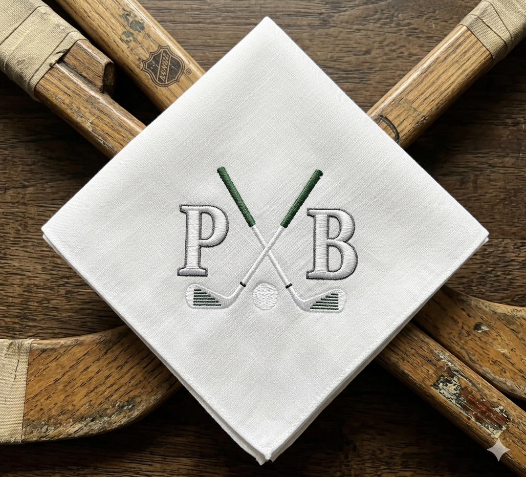 Golf Monogram Frame Embroidery Design, Clubs Border (Instant Download)