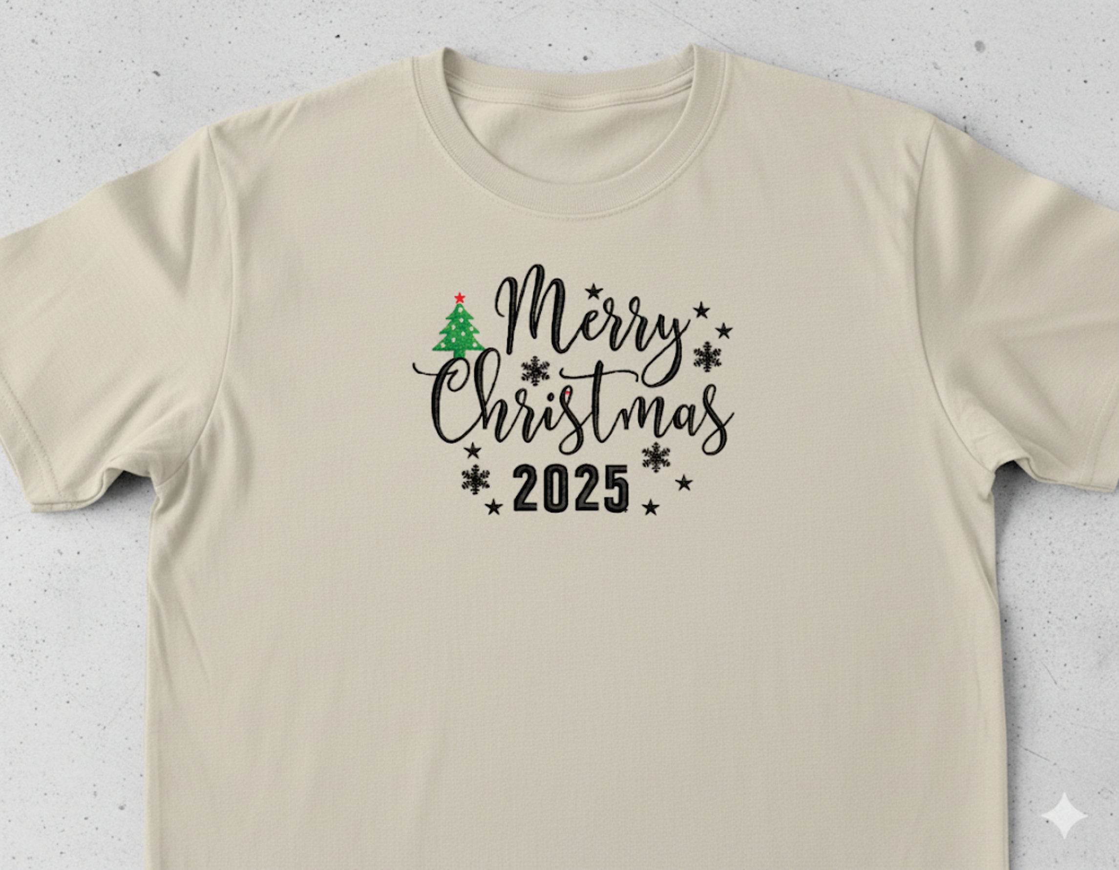 Merry Christmas 2025 Embroidery, Holiday Tree Digital File