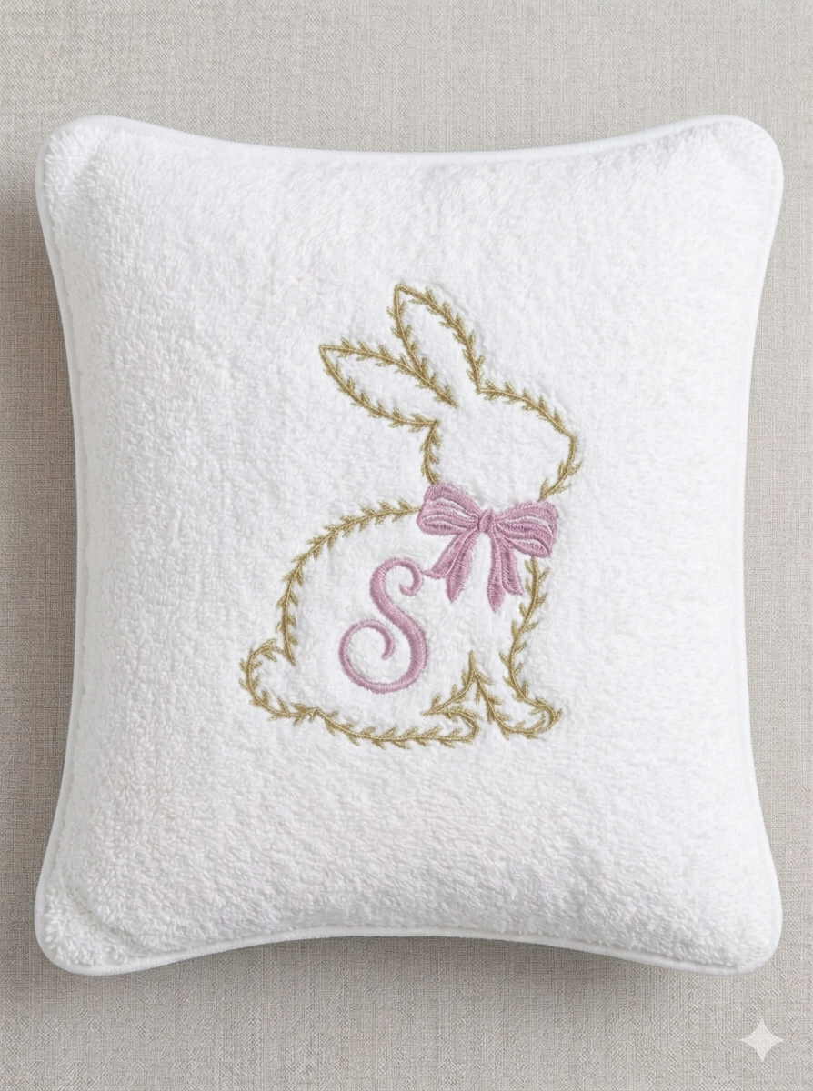 Floral Bunny Outline Embroidery – Spring Blossom Easter Rabbit Digital Machine Design