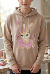Easter Bunny Girl Embroidery Design, Tutu Bunny Machine File, Spring Butterflies (Digital Download)