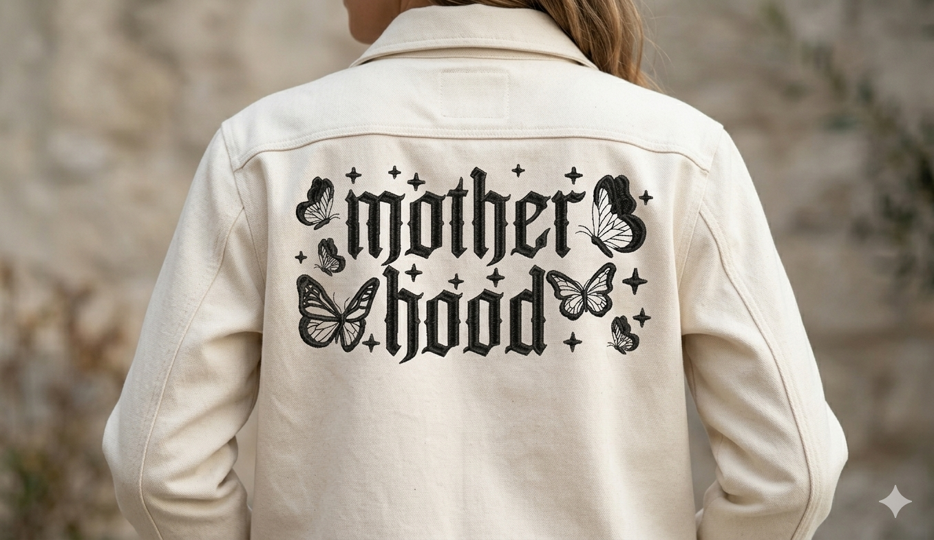 Motherhood Embroidery Design | Gothic Butterflies, Stars Machine File (Digital Download)